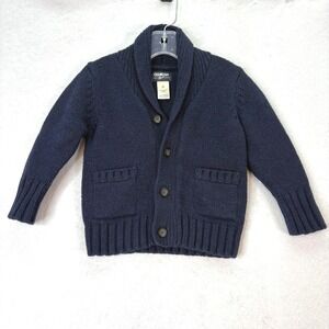 OshKosh B'gosh Toddler Boys Navy Blue Shawl Collar Cardigan Sweater Size 3T‎